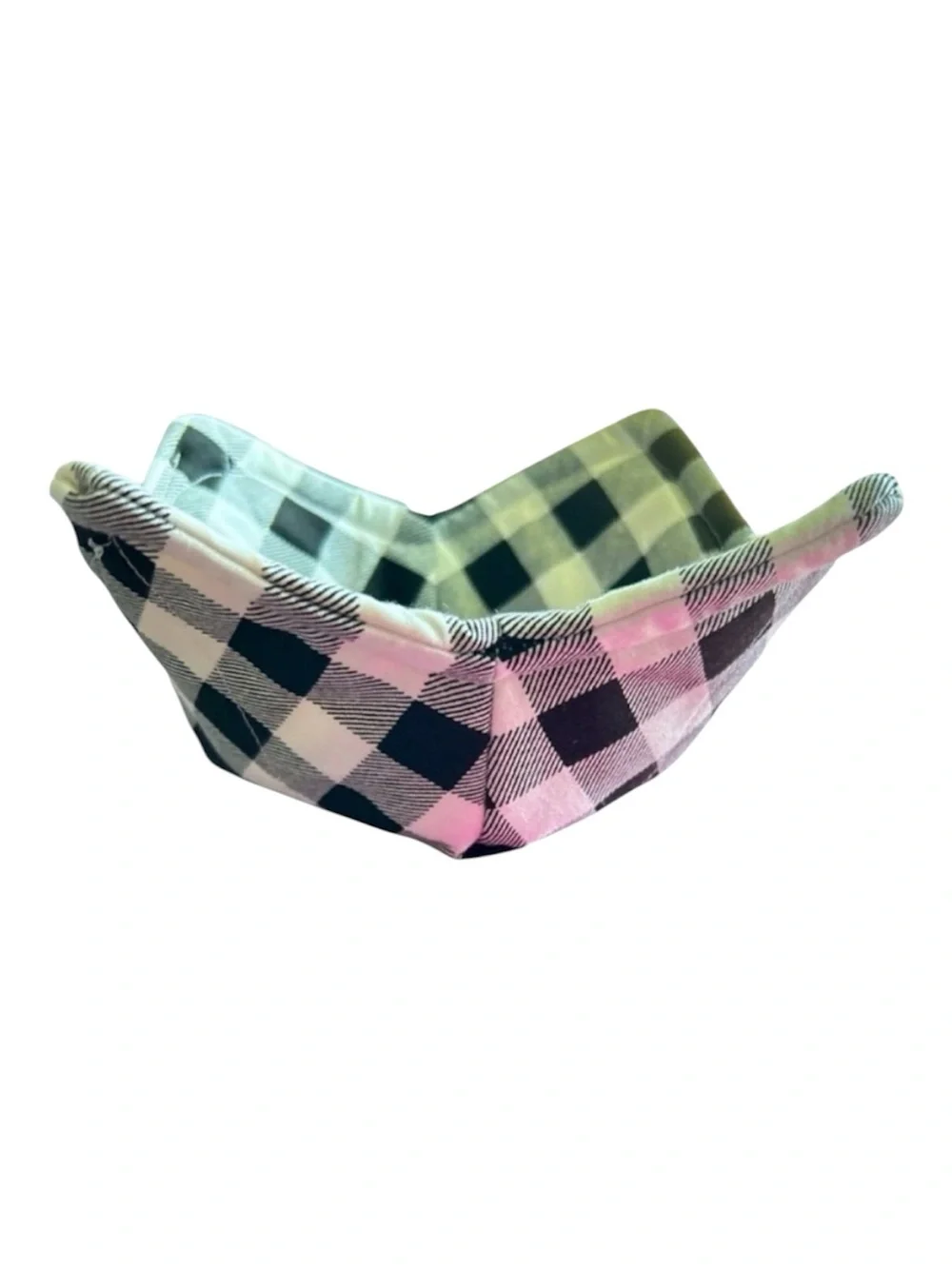 Hand Crafted Black and White Buffalo Plaid Microwave Bowl Cozy 100% Cotton